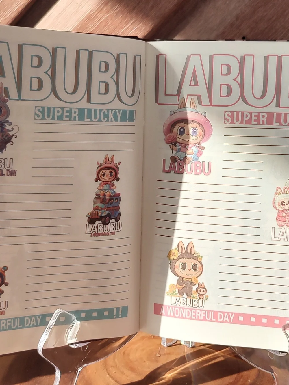 Labubu Pink Illustrated Hardcover Notebook - A Wonderful Day